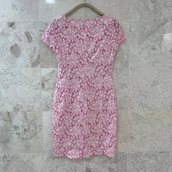 BOUTIQUE MOSCHINO {8} Pink Lavender Dress Cap Sleeve Fitted - Picture 6 of 10